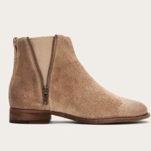Frye Carly Ash Suede Zip Chelsea Ankle Booties